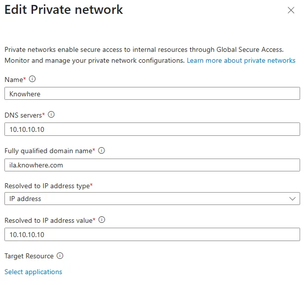 Picture 3: Private Network Config