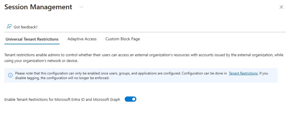 Universal Tenant Restrictions toggle in GSA