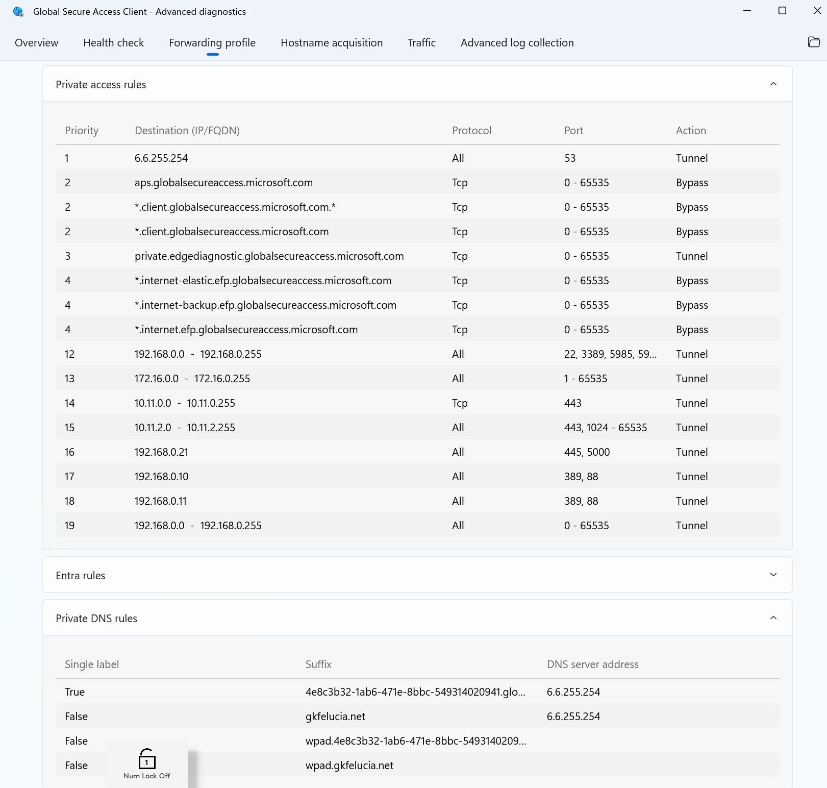 The Private DNS rule on Bert’s client